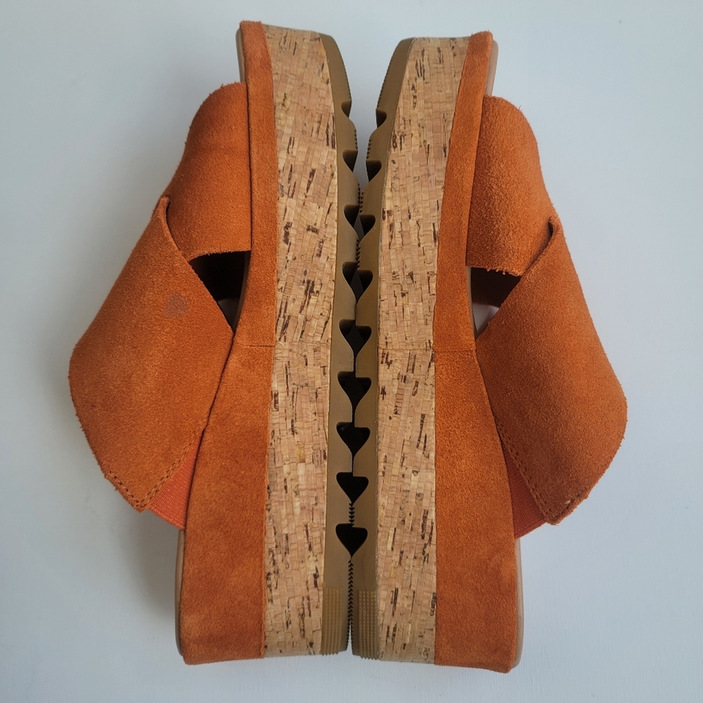 Sorel Cameron Desert Sun Gum Suede Boho Criss Cross Flatform Mule Sandal Sz 6 - Picture 10 of 17